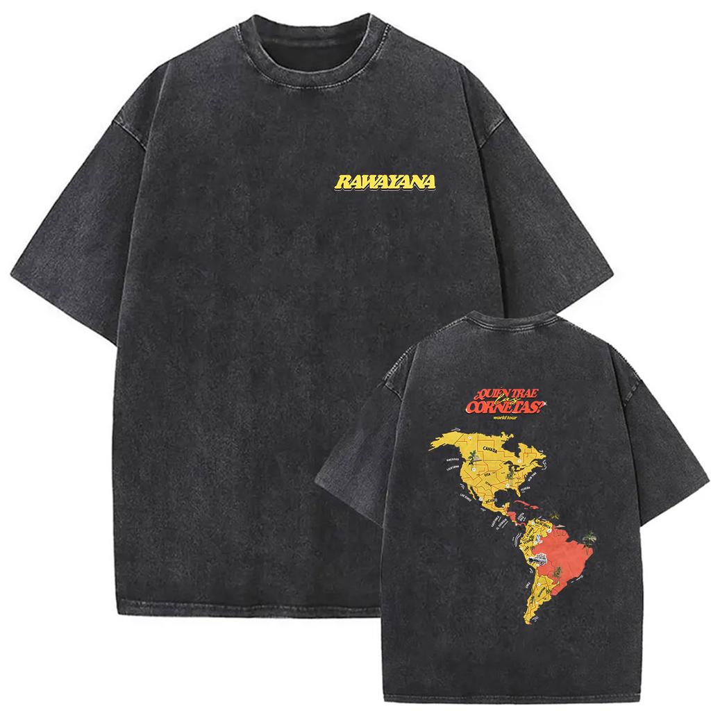Vintage Washed Rawayana Donde Es El After Album  Print TShirt Men Women Hip Hop Pop Music Short Sleeve T Shirt Streetwear