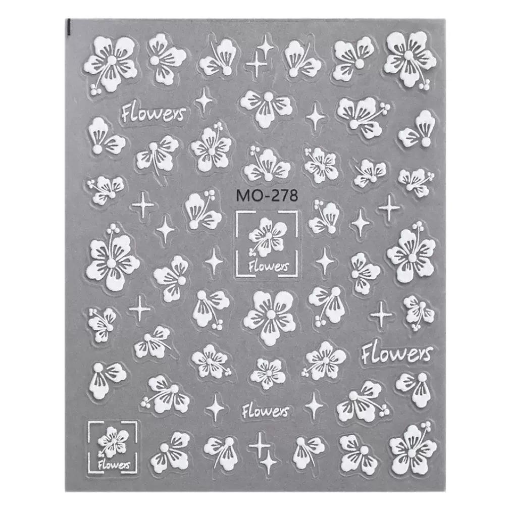 Three-Dimensional Semi-Transparent White Flower Nail Stickers In Pink and Purple
