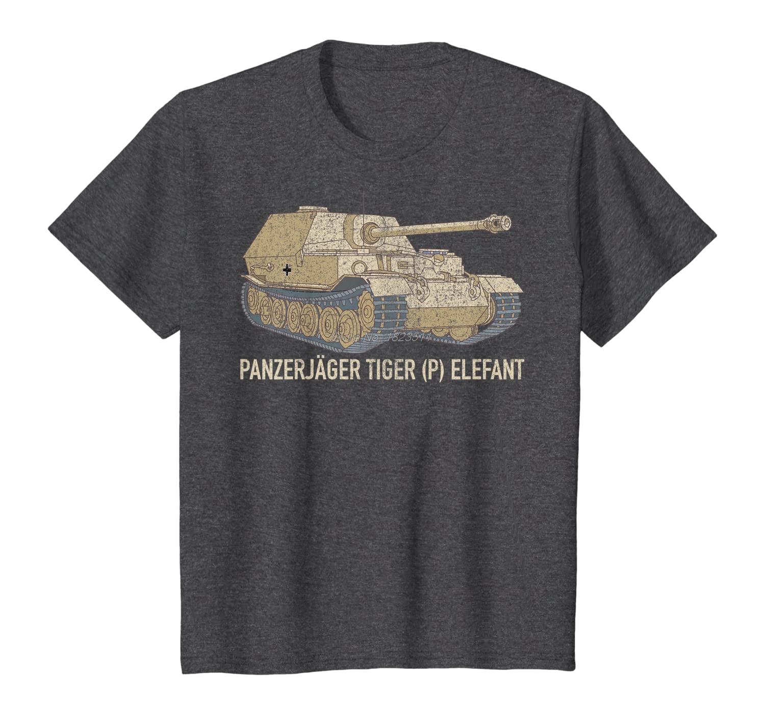 

Elefant Tank Destroyer German Panzerjager Tiger p Tank TShirt Summer Cotton Short Sleeve ONeck Mens T Shirt New S