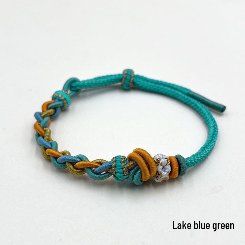 Peach Blossom Knot Gold Bead Red Rope Bracelet - DIY Semi-Finished Couple s Gift озерный сине-зеленый