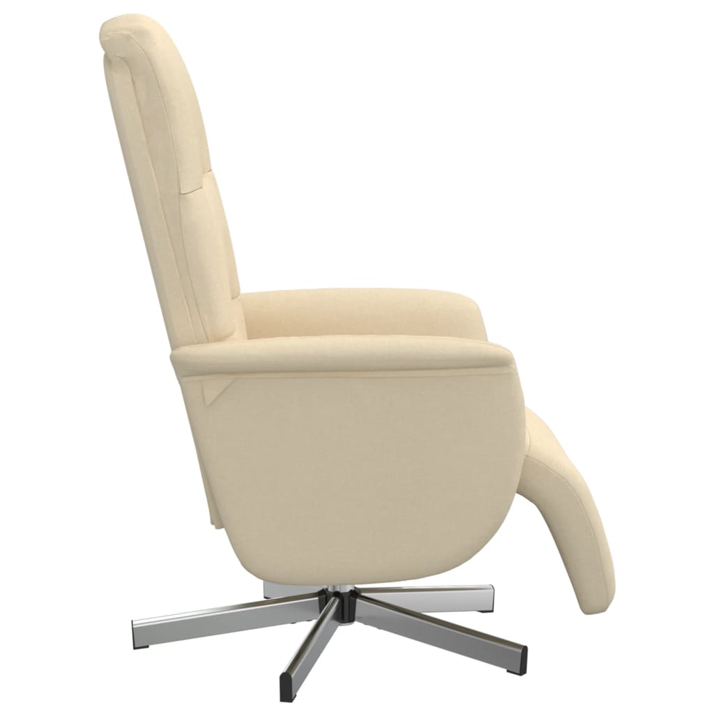 Recliner with Footstool Cream Fabric