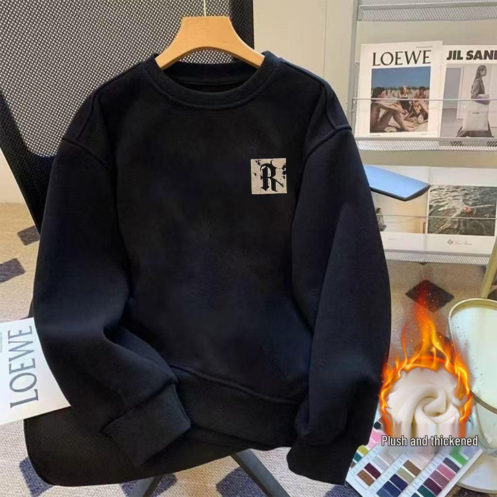 Men's Heavyweight Velvet Hoodie - Autumn/Winter 2025 Hong Kong Trend, Long Sleeve, Versatile Style.