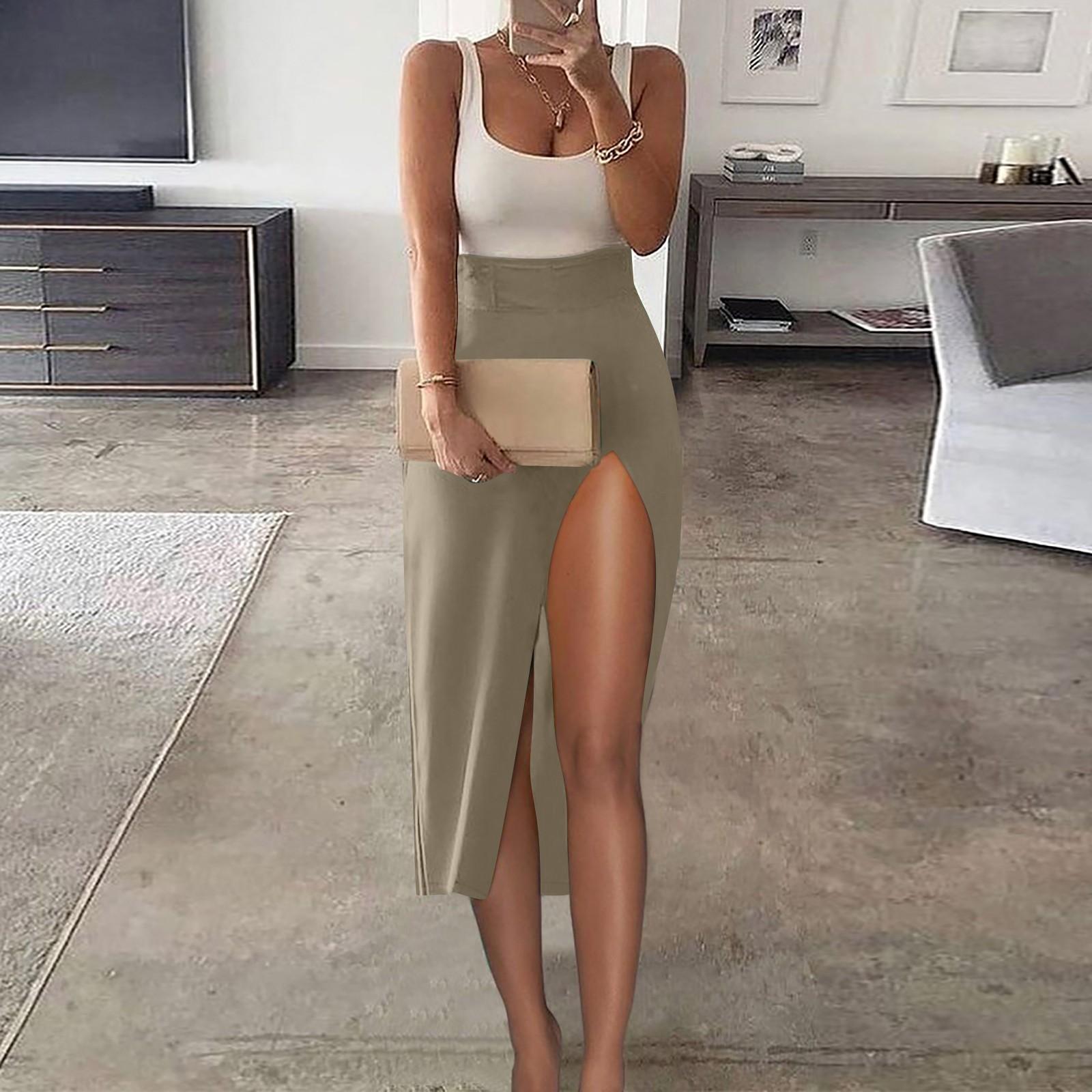 

Женская юбка с эластичным поясом, приталенная, нестандартного дизайна, красочная длинная юбка XXL хаки