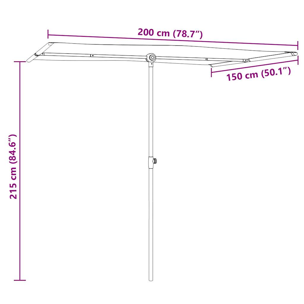 Rectangular Garden Umbrella with Aluminum Pole 2 x 1.5 m Taupe