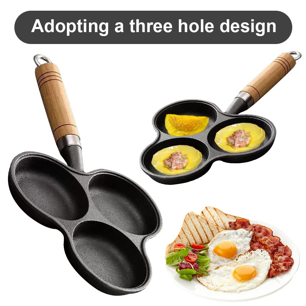 3 Hole Nonstick Egg Omelette Grilled Steak Cooking Pan Breakfast Grill Cooking Pot Breakfast Maker Induction Cookware Omelet Pan