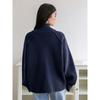 Sweater Jacket Ladies's Fall and Winter Solid Color Stand-up Collar Zipper Knitted Cardigan Top