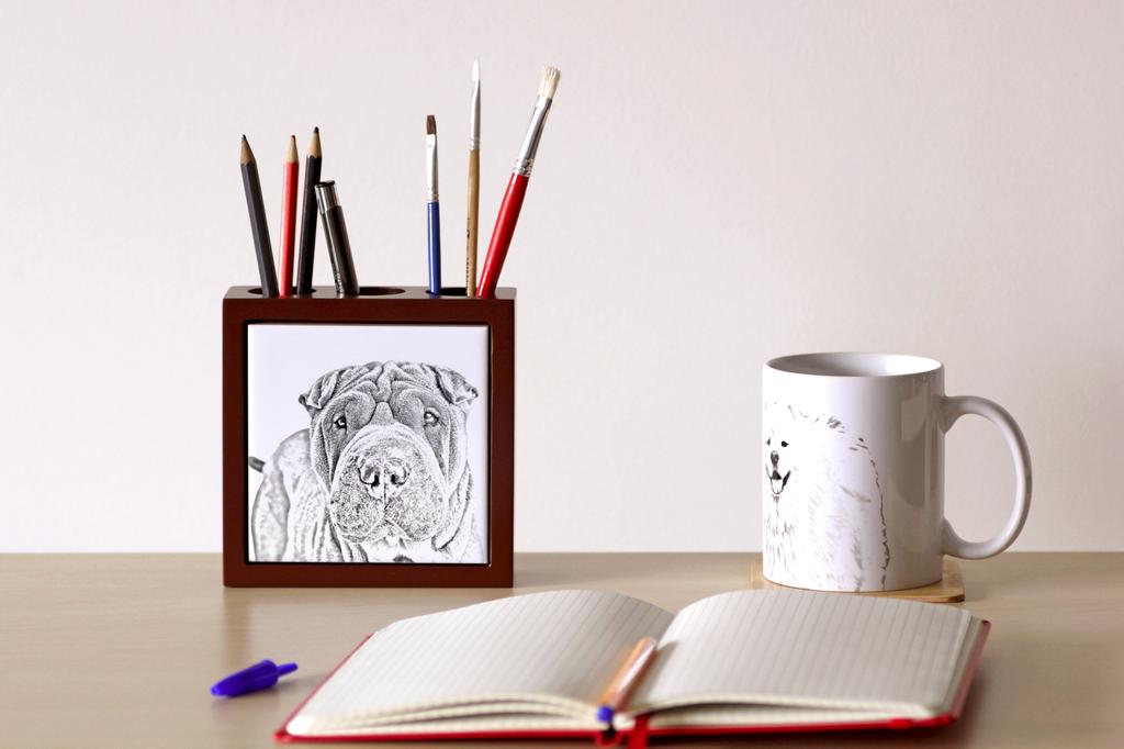 Shar Pei – Pen holder with a dog, desk organizer with a print | Art-Dog