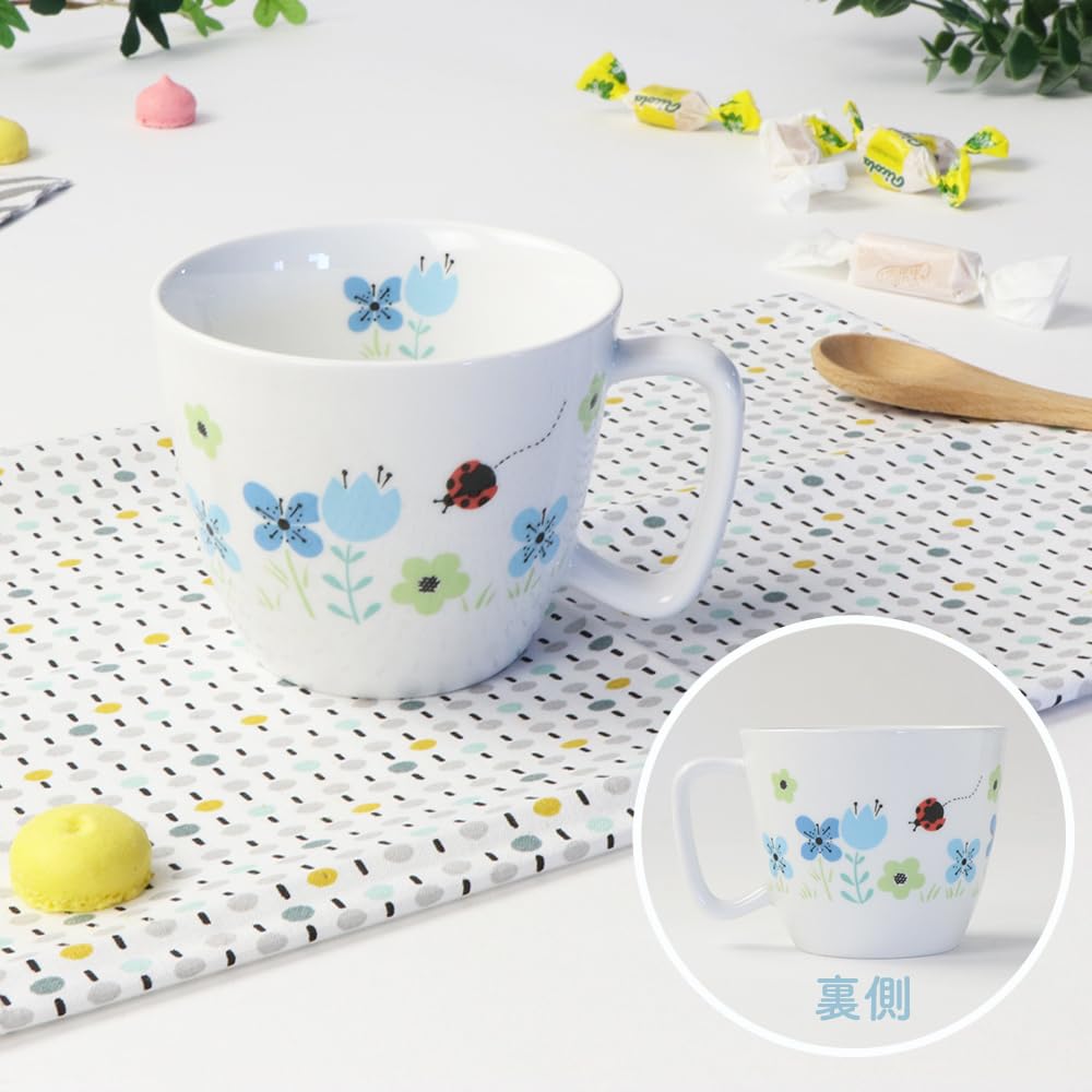 [Official] OGISO Nursery Tableware, Reinforced Porcelain Cup with Easy-to-Grip Handle, Blume Blue, 19561330B100