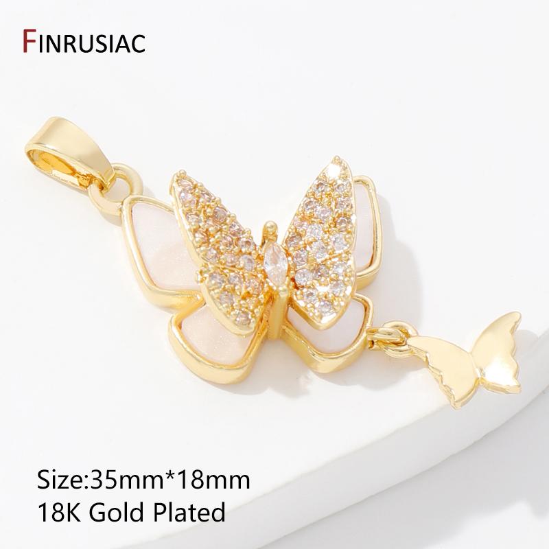 

Trendy 18K Gold Plated Brass Butterfly Charms Pendants, Inlaid Zircon Pendants For DIY Necklace Making Findings Accessories 1 piece