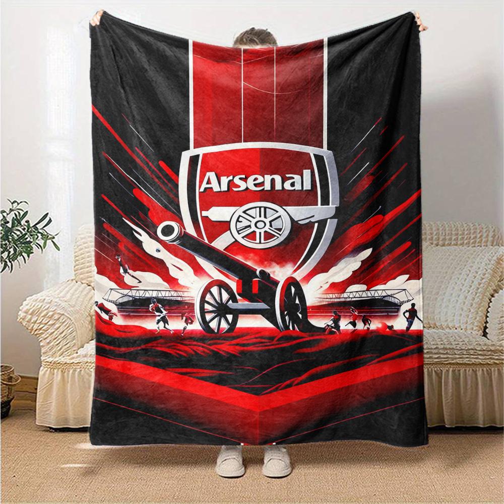 Arsenal F.C Theme Printed Blanket - Perfect for Couch, Bed, Travel & Outdoor Use | Machine Washable, Cozy & Durable.