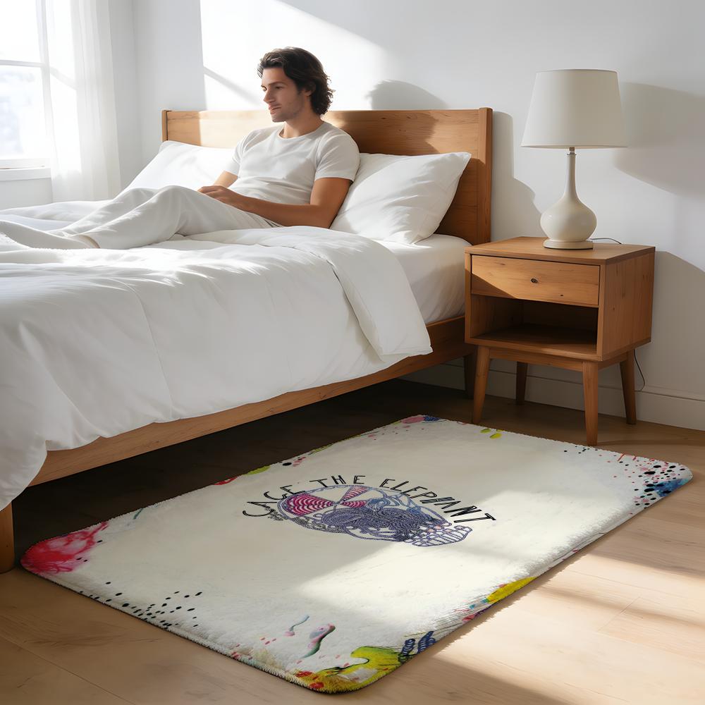 Floor Mat Soft Flannel Rug Non Slip Absorbent Mat for Bathroom Bedroom Home Decor C Cage the elephant album cover