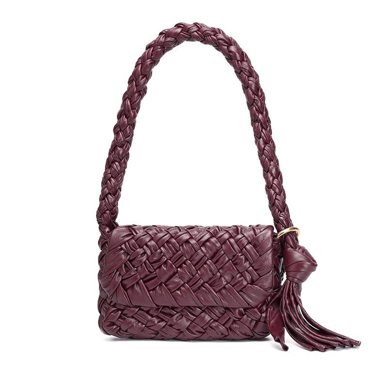 

Новая плетеная вручную сумка-облако, кожаная плиссированная сумка-пельмень, женская сумка, наплечная сумка под мышку, ощущение высокого класса 21*14*5cm