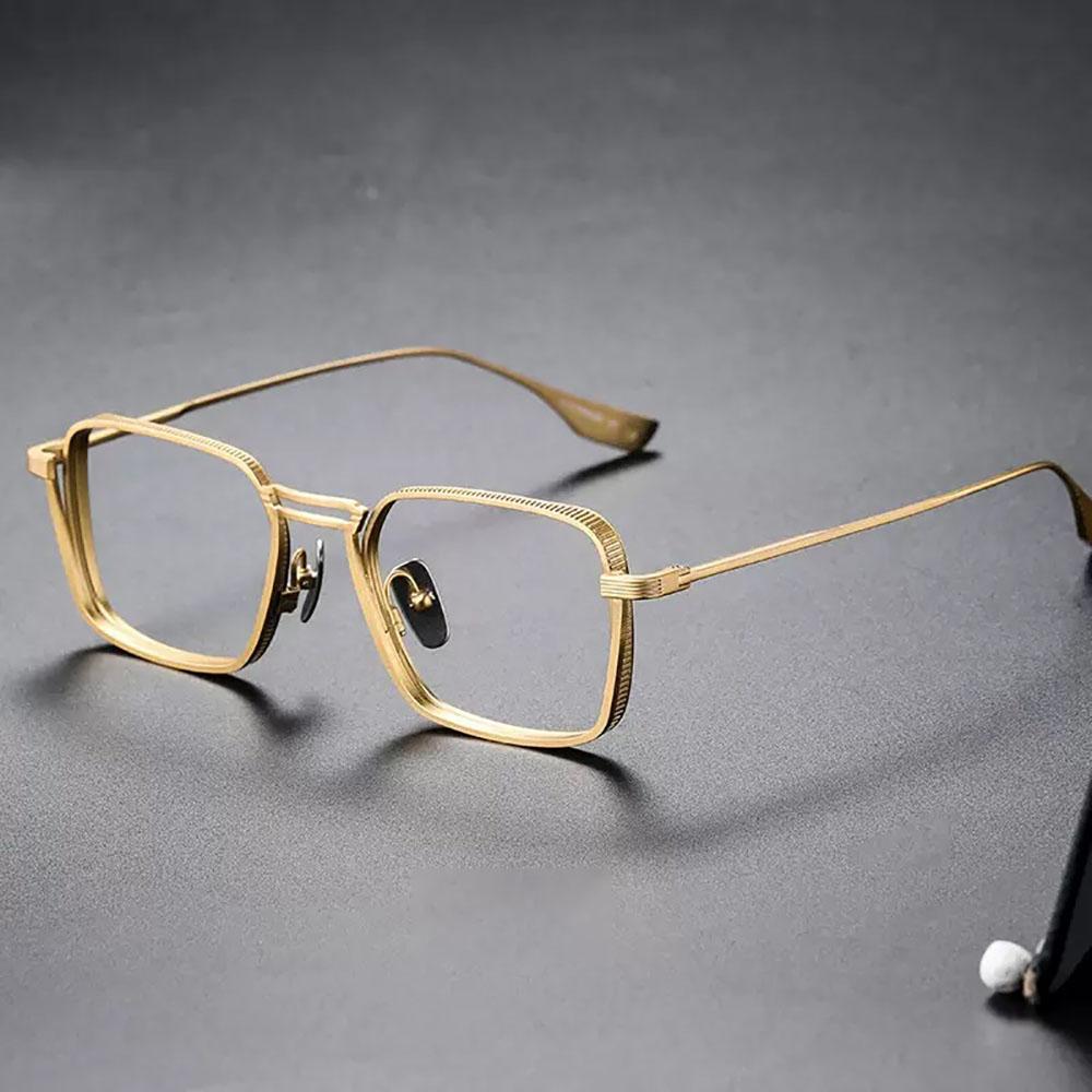 Vintage Kwadratowe Oprawki Okularowe Męskie Markowy Design Metalowe Optyczne Okulary Męskie Retro Korekcyjne Krótkowzroczność Oprawki