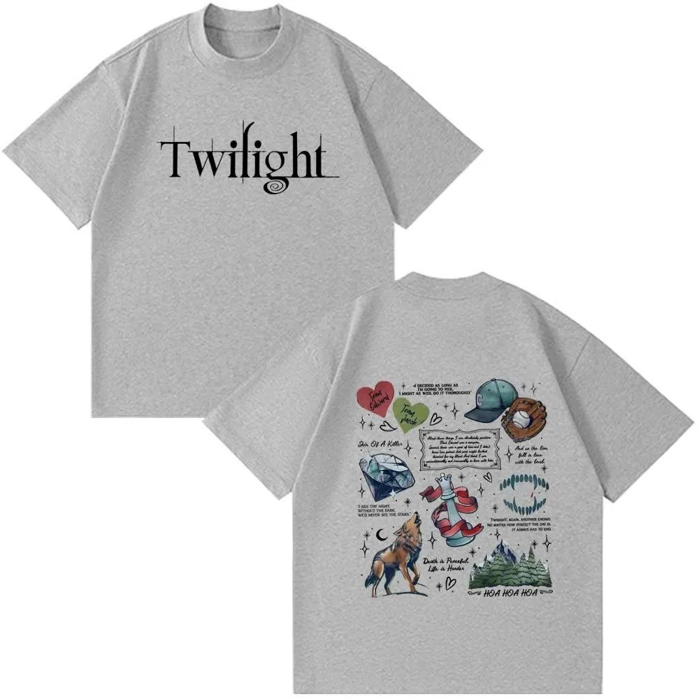 Twilight Movie Double Sided Tattoo Art Collage T-Shirt Saga Quotes Vintage White Unisex Women And Men T-shirts
