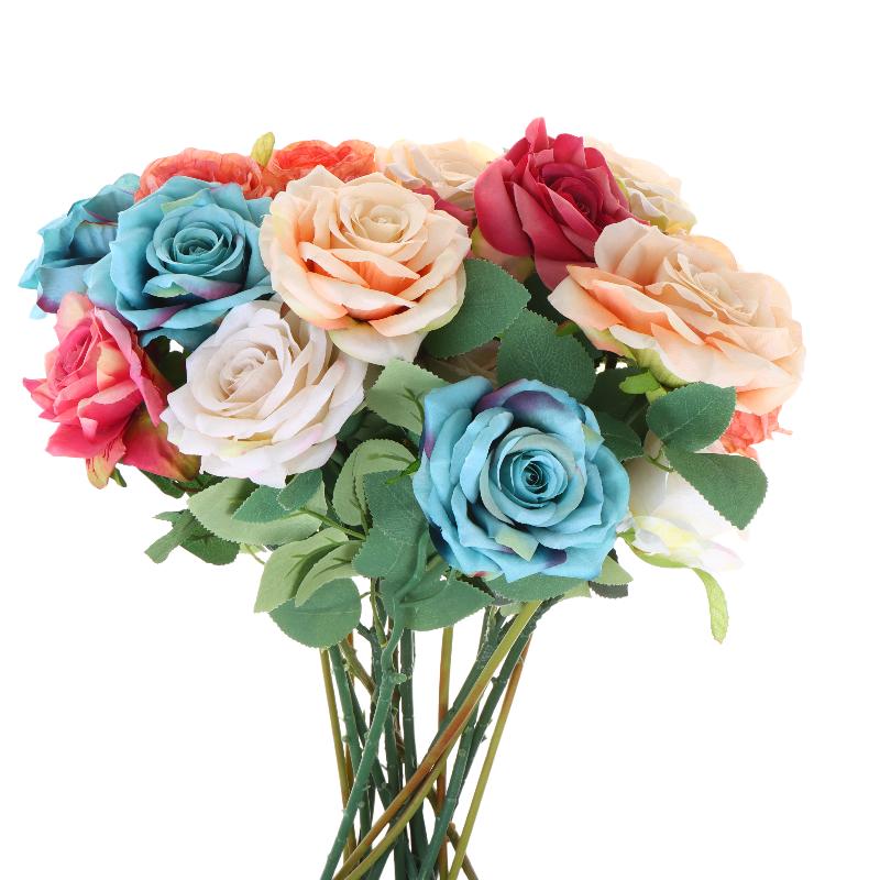 3Pcs Artificial Rose Flower Single Stem Fake Rose For Proposal Wedding Bouquet Home Party Table Centerpiece Decoration