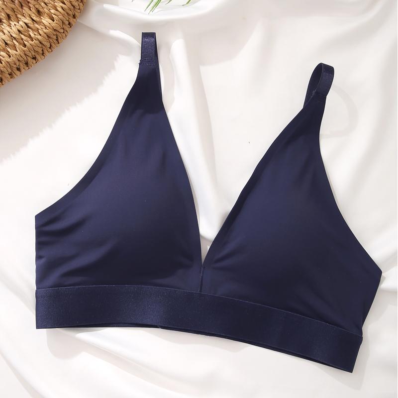 

Бесшовный бюстгальтер для женщин Сексуальный женский бюстгальтер Беспроводной бюстгальтер пуш-ап Комфортный бралетт Тонкий мягкий женский интимный бюстгальтер Нижнее белье XL синий