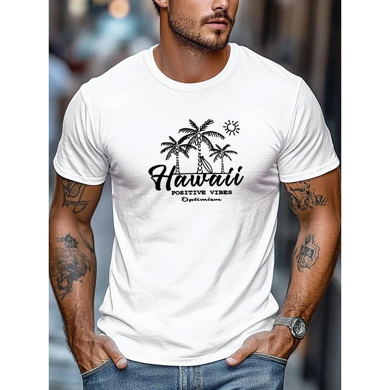 T-shirt décontracté d'été pour homme avec un design Hawaii Positive Vibes