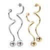 Stylish Spirals Designs Earrings With 10MM Beads Crafted From Stainless Steel In Gold And Silver