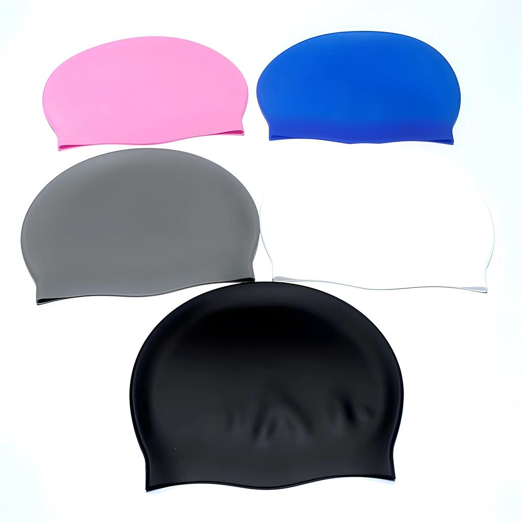 Non-Toxic Swimming Cap Silicone Waterproof Swimming Cap Flat Ear Protection Cap Solid Colour Plain Men'S And Women'S Swimming Cap Child
