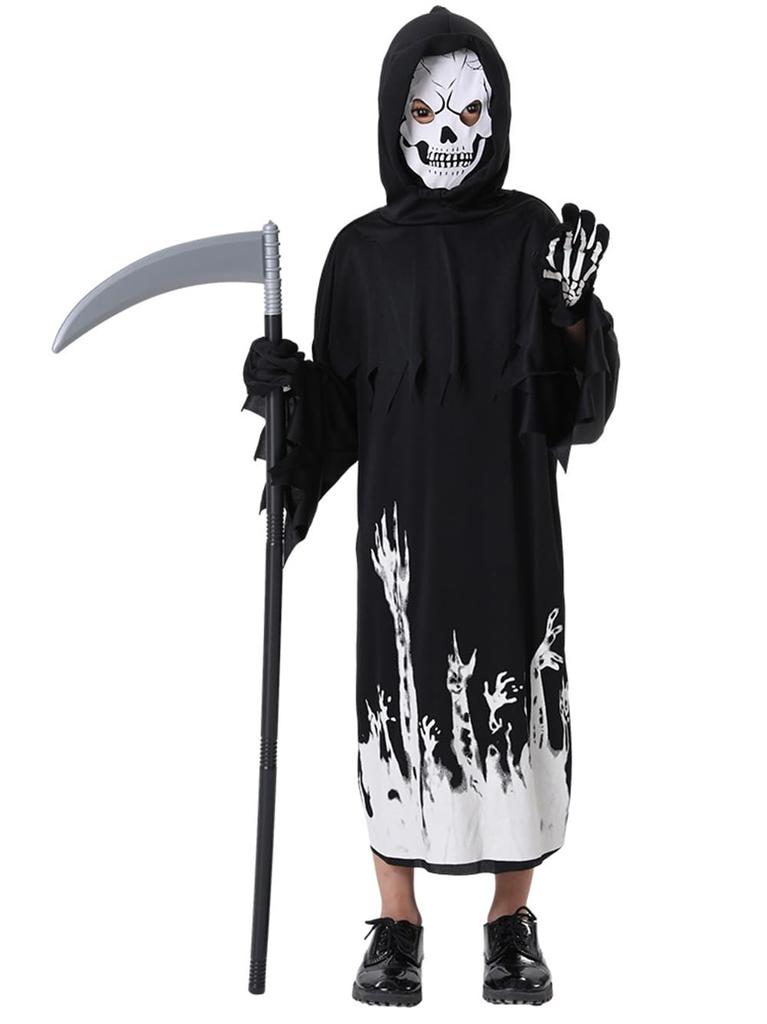 Halloween Costume for Grim Reaper Fancy Scythe Included [Suerba] Kids, Costume, Dress, Ghost, Devil, Cosplay, Kids, Events, (M (120-130CM))