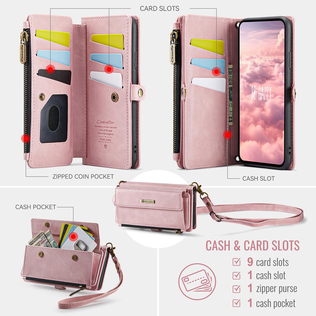 For iPhone 7 Plus 5.5 inch/iPhone 8 Plus 5.5 inch/iPhone 6 Plus 5.5 inch Case CASEME C39 RFID Blocking Zipper Wallet Stand Leather Cover with Strap