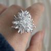 925 Sterling Silver Rings for Women Couple Minimalist Handmade Simple Firework Ring Fine Jewelry Gift Prevent Allergy