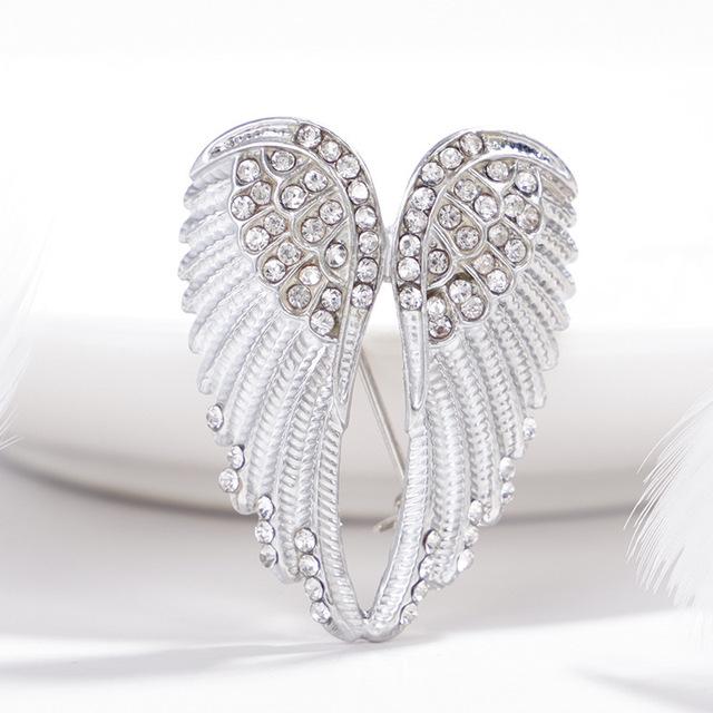 Creative Vintage Wings Crsytal Brooch Pin For Women Men Fashion Trendy Metal Badges Unisex Casual Party Banquet Brooches Jewelry