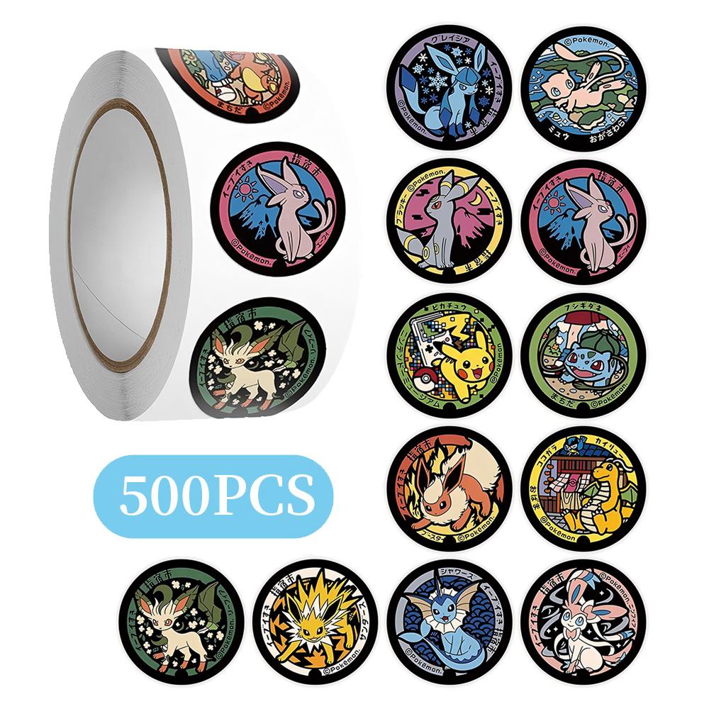 500Pcs Pikachu Anime Sticker Roll Kids Cute Cartoon Reward Encourage Sticker for Sealing Labels Thank You Sticker Toys