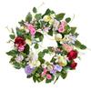 Spring Wreath with Eucalyptus Leaves Fadeproof Artificial Flower Wreath for Front Door Entryway Wall Home Decor