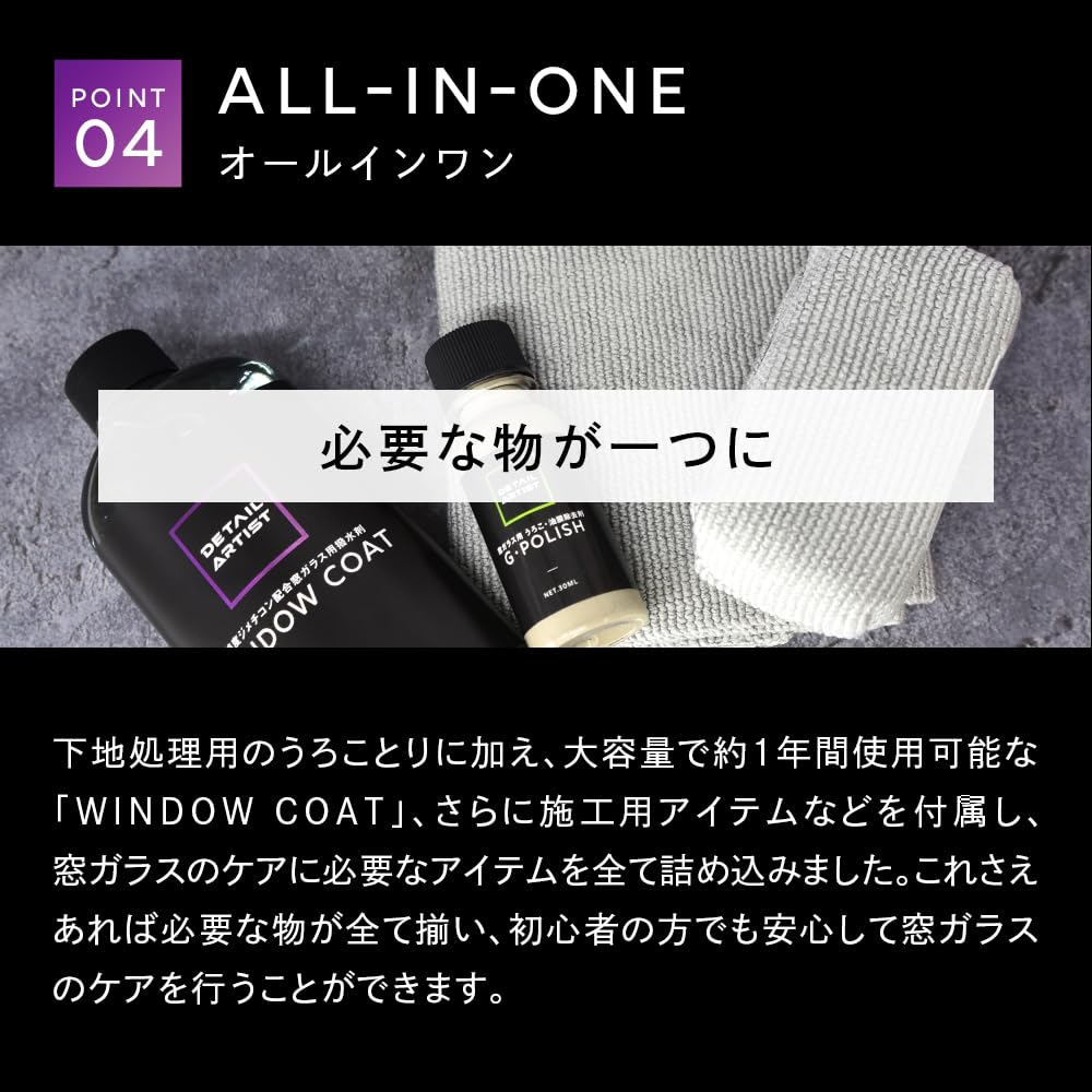 DETAILARTIST WINDOWSET Dimethicone Water Repellent for Window Car Detail Artist "High-Purity Glass" 200ml, High-Durability, Wash,