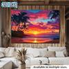 2D plane 1 piece of bold-colored tropical beach sunset-themed banner background fabric
