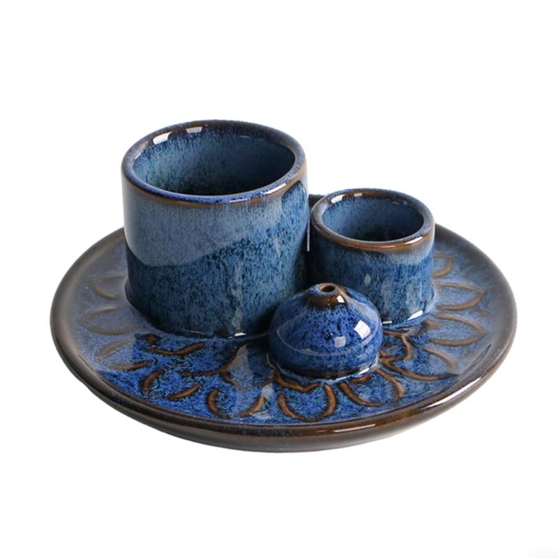 Multifunction Ceramics Incenses Holders for Stick Cones Sages Ashes Catchers Set