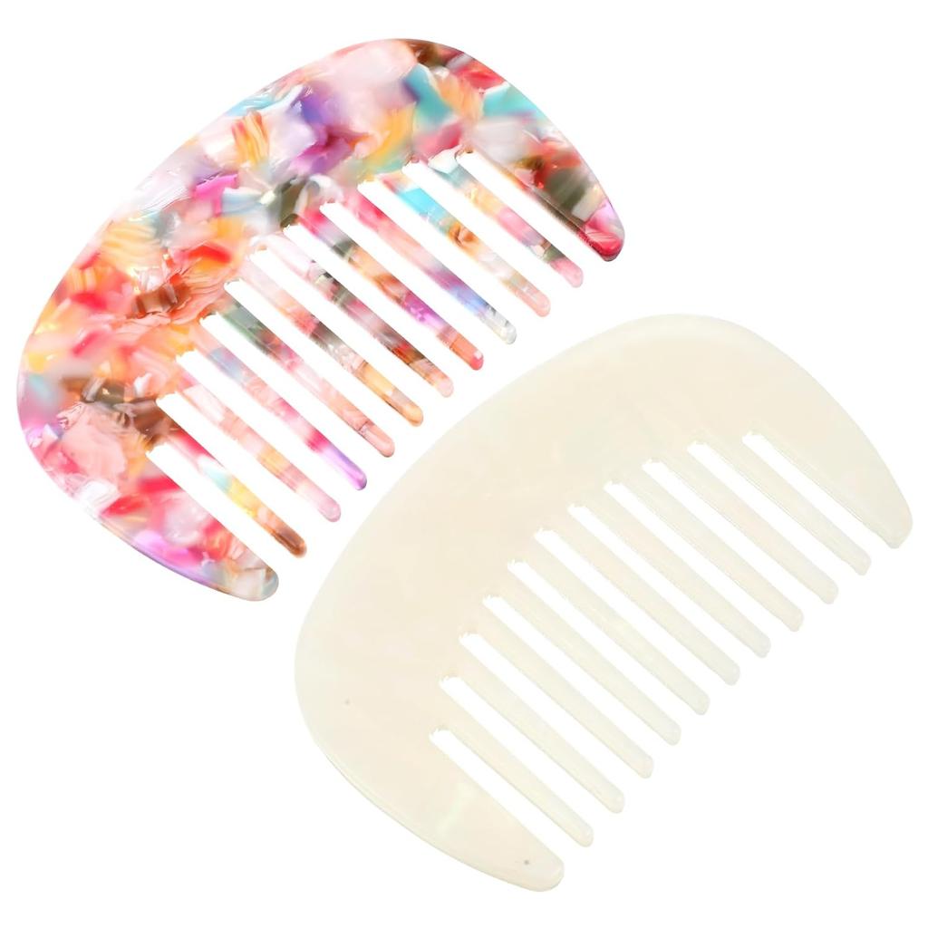 2 Pcs Travel Comb Mini Detangling Combs For Women Wide Tooth Combs Pocket Comb Small For Bangs Curly Wavy Long Hair Daily Hair Care Wet Dry