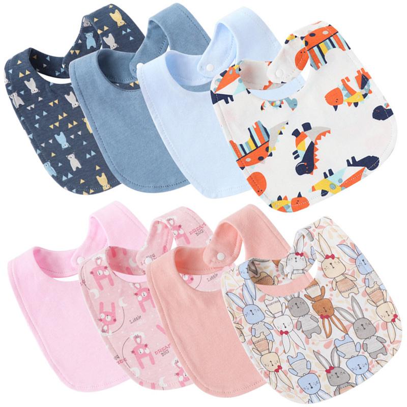 4Pcs/lot Cartoon Printed Baby Bibs Square Shape Infant Saliva Towel for Boys Girls Double Layer Cotton Newborn Burp Cloths