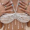 Adjustable Pearls Body Jewelry Body Chain Decoration for Trendy Women Strapless Dresses and Casual Stylish Outfits