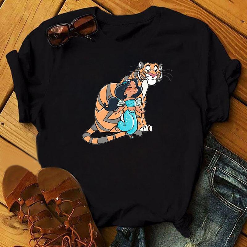 Disney Cartoon Princess Printed Women T-shirt Kawaii Graphic Printed T Shirt Summer Casual Short Sleeve Female Tops Tshirt Tees
