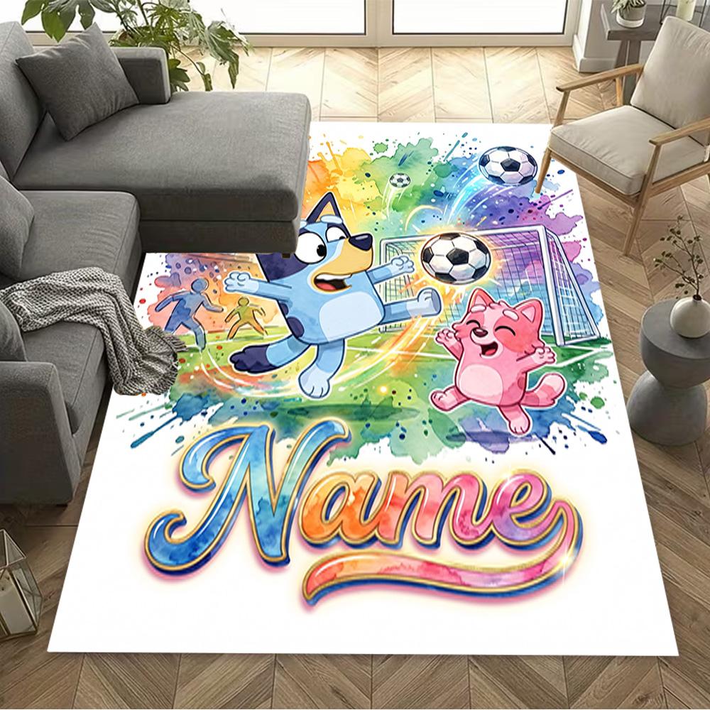 Christmas Soccer Fun Personalized Name Area Rug Suitable for Balcony Dining Room Playrooms Dormitory Anti-slip Rug Office home decor Wedding Party Gif
