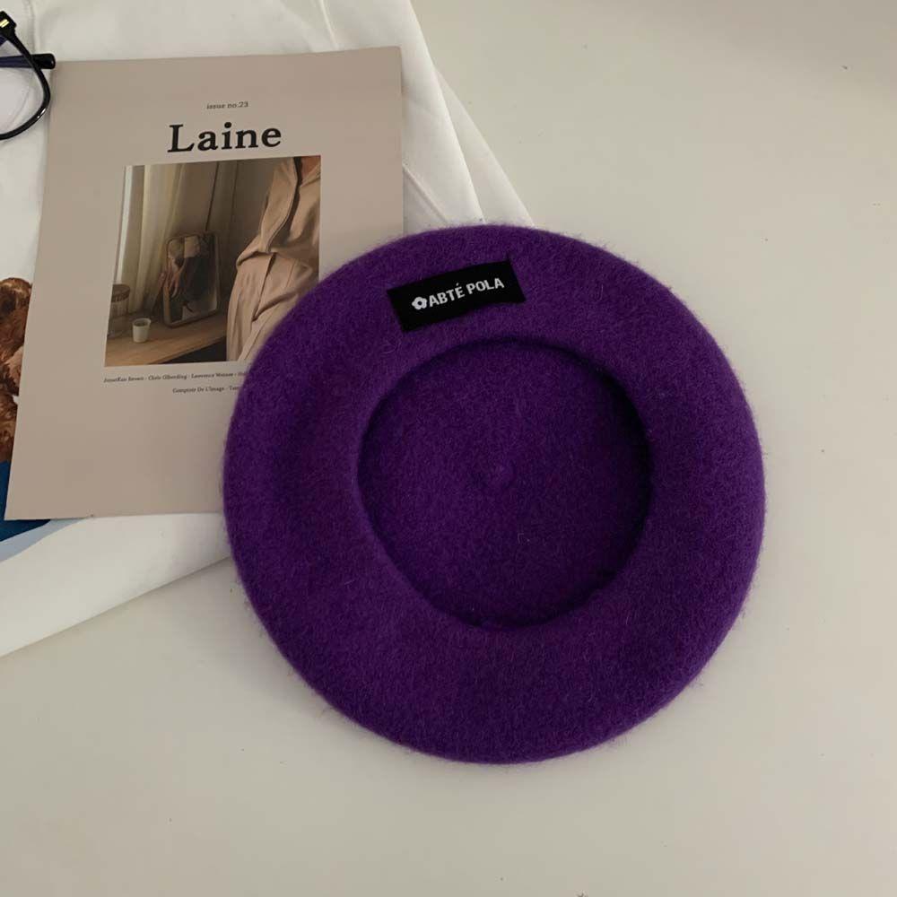 Winter Autumn Imitation Woolen Solid Color Women Berets British Hats Beanie Hat Korean Painter Caps
