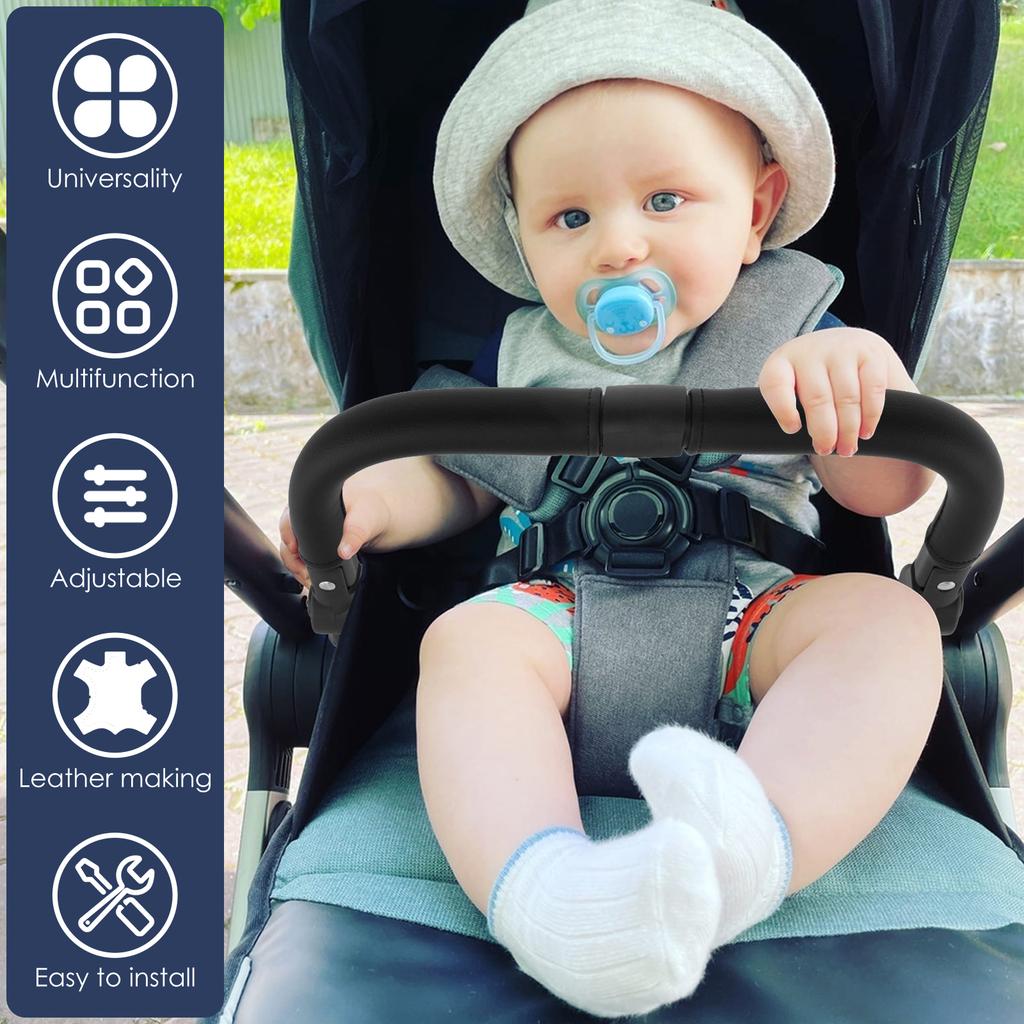 Stroller Bumper Bar Angle Adjustable Armrest Stroller Handle Multifunctional Stroller Bumper Handle Removable Stroller Crossbar