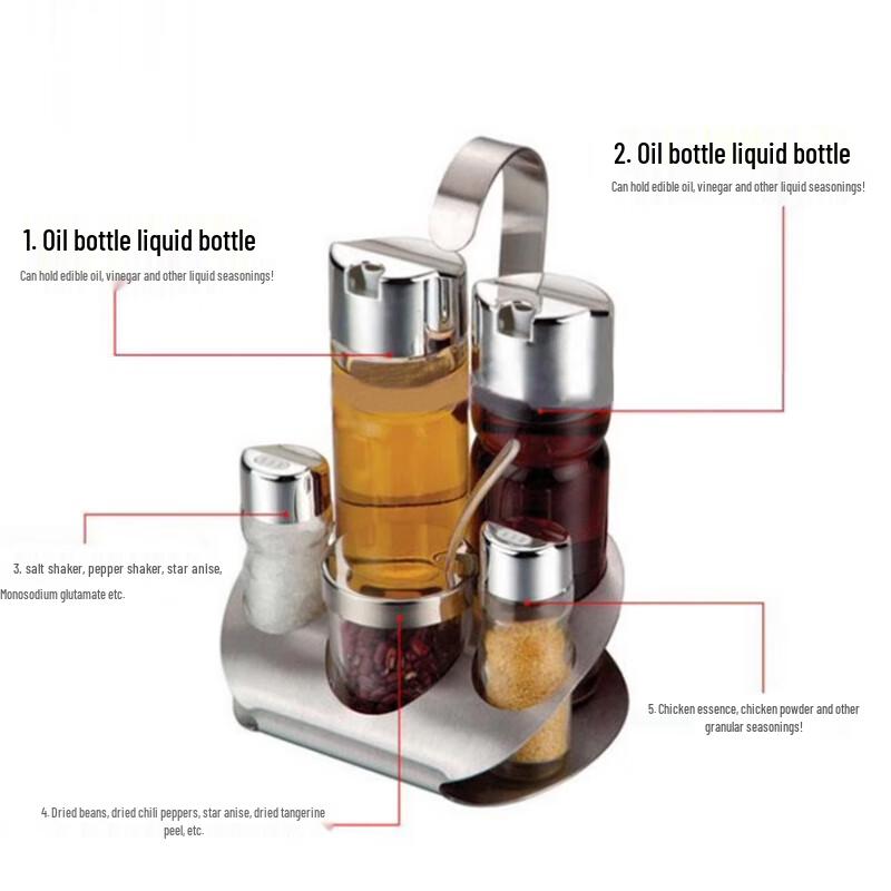Yunshuang Modern 3-Tier Tabletop Spice Rack with 10-Piece Seasoning Bottle Set