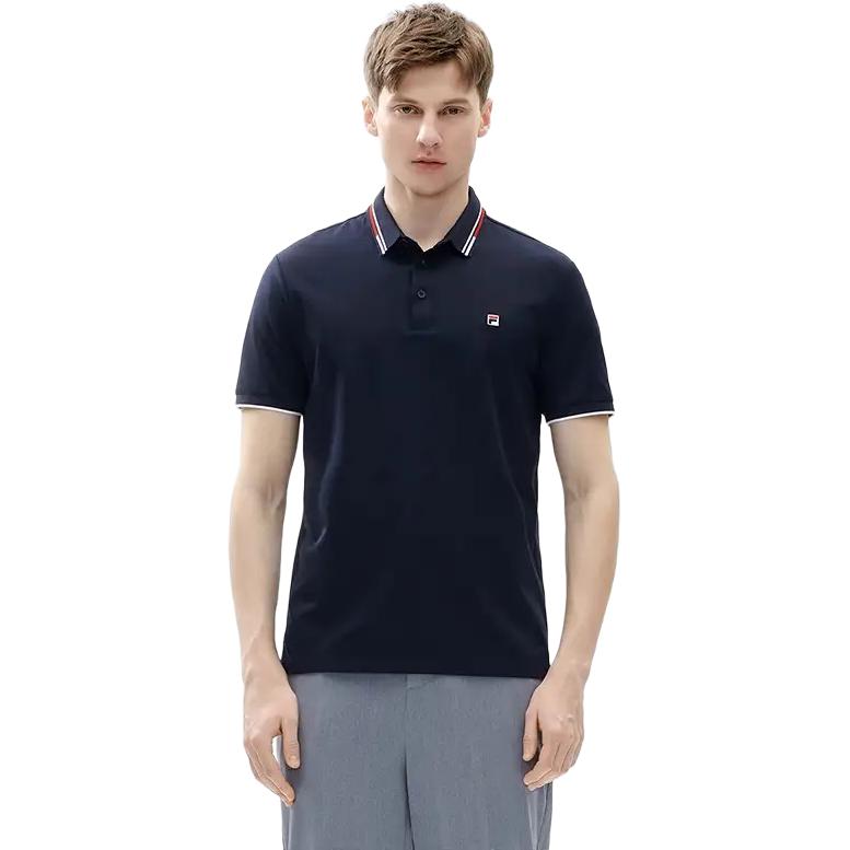 Fila Striped Knit Polo Shirt With Logo Print Men Polo Shirts Legendary-Blue F51M421101ANV