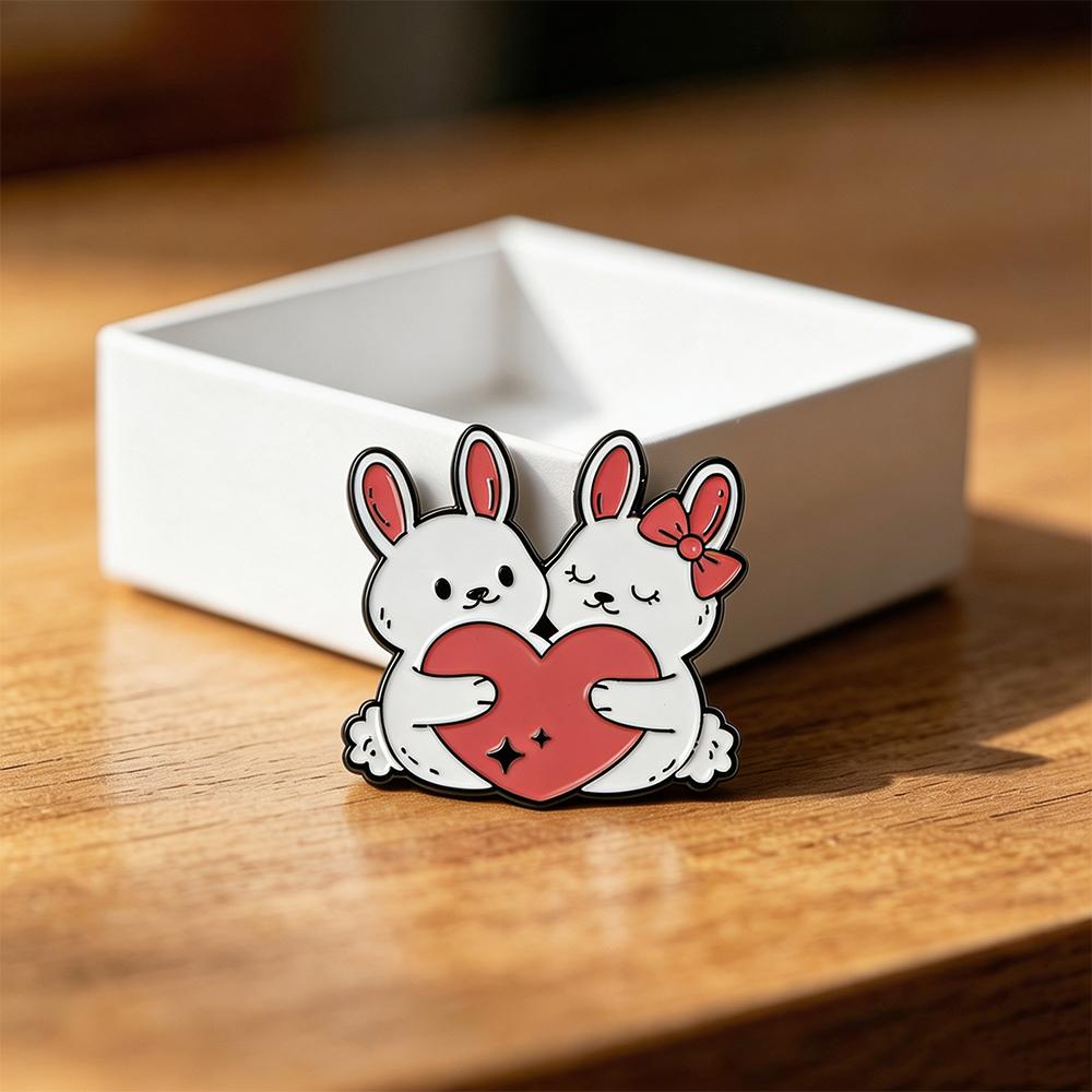 

Romantic Cartoon Couple Animal Brooches Funny Cute Fox Rabbit Cat Penguin Enamel Pins Fashion Jewelry Gifts for Girlfriend Lover