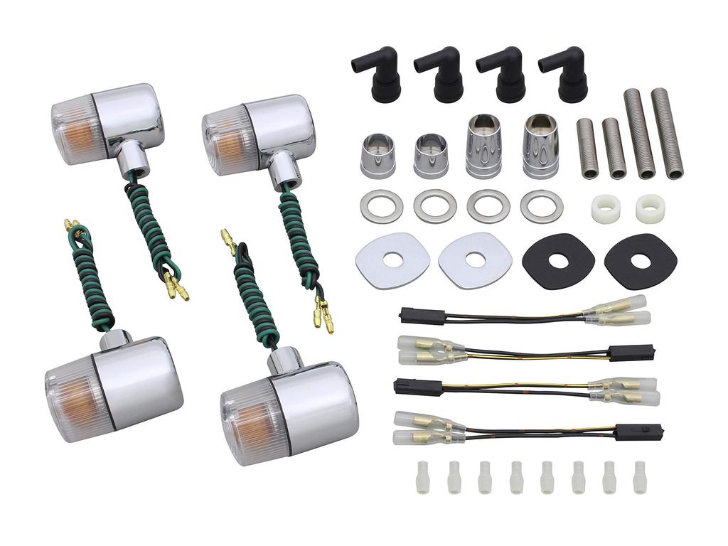 POSH FAITH Motorcycle Turn Signal Classic Turn Kit for W800 Chrome Body with Clear Kit, 71-Type Signals, Model-Specific (2020), Lens, 043192-53