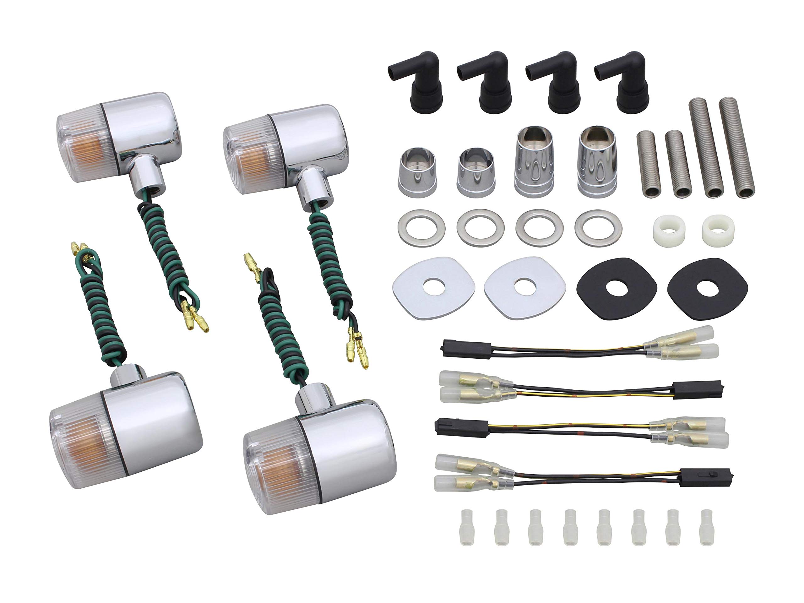 

POSH FAITH Motorcycle Turn Signal Classic Turn Kit for W800 Chrome Body with Clear Kit, 71-Type Signals, Model-Specific (2020), Lens, 043192-53