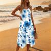 Women's Casual Sleeveless Floral Print Dress with Round Neck and Asymmetrical Hem Mid-Length Summer Dress for Daily Wear