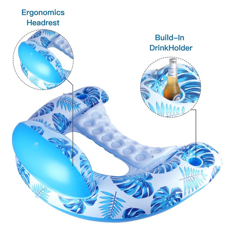 Inflatable U-Shaped Water Lounger with Sun Canopy