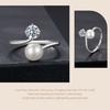 D Color Mozzarella Diamond Pearl Open Ring Women'S Charm Elegant S925 Sterling Silver Ring Jewelry
