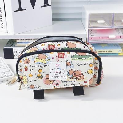 Capybara Klapp-Federmäppchen: Großes Fassungsvermögen, Niedlich, Mehrschichtig, Multifunktionaler Schüler-Schreibwaren-Organizer.