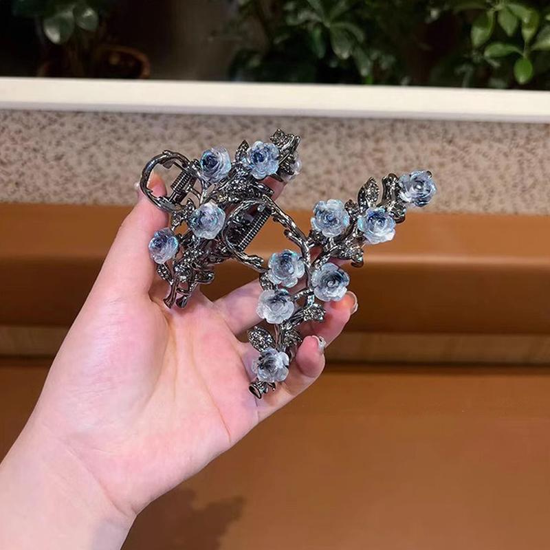 1Pcs Female Flower Hair Claw Grab Clip Retro Ponytail Braid Crab Metal Grab Clip Fashion Sweet Girl Hair Card Hair Accessories