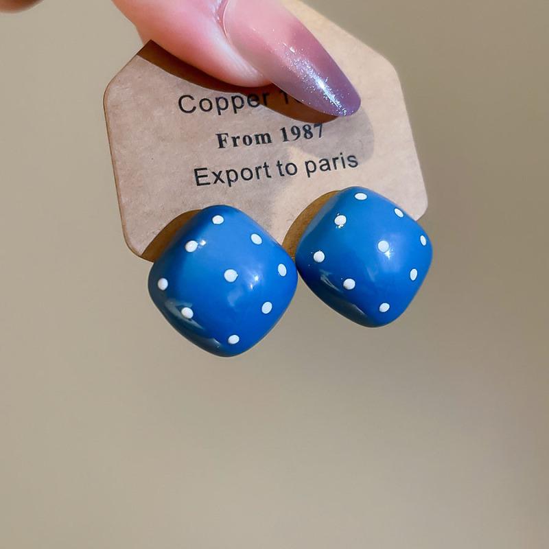 Geometric Leopard Print Heart Flower Stud Earrings - Retro & Versatile Luxury for Women